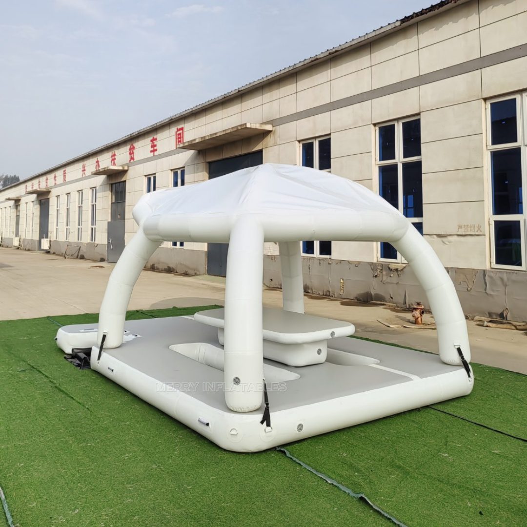 Station D'accueil Flottante Gonflable Avec Tente, Plate-forme De Quai Gonflable De Mer Pour Lac