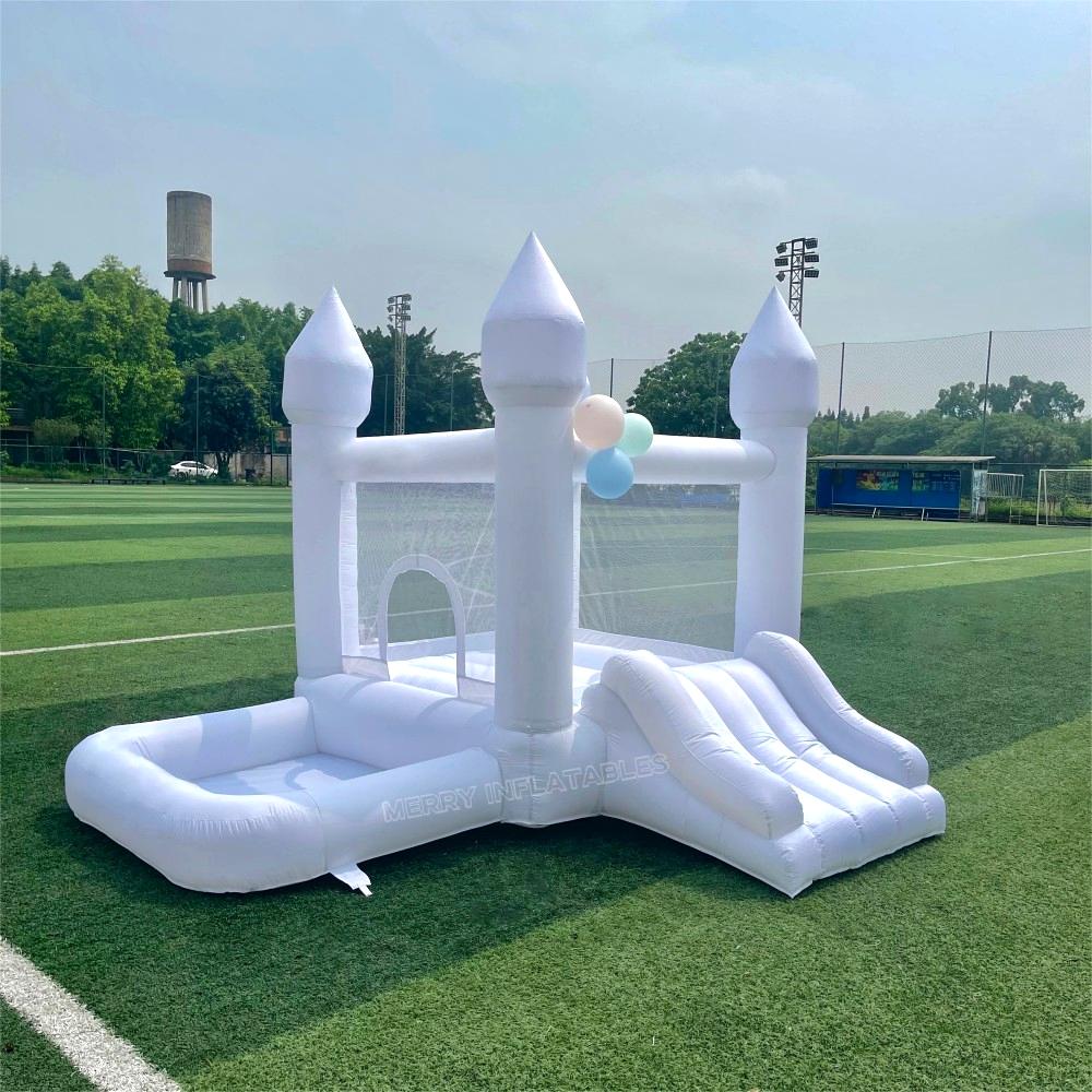 Mini Toddler White Bounce House s guľôčkovým skákacím hradom pre deti guľôčkovou jamou
