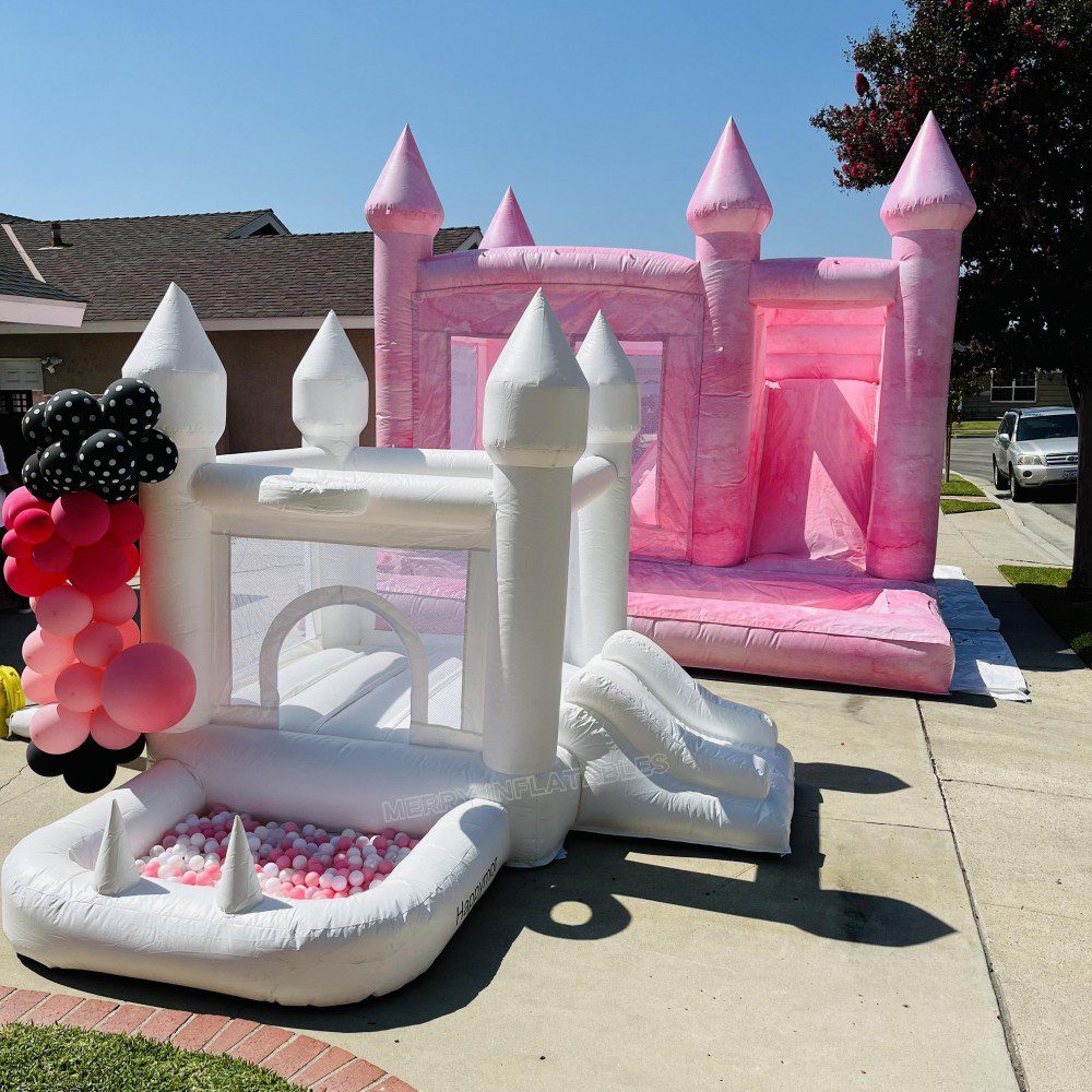 Mini Toddler White Bounce House s guľôčkovým skákacím hradom pre deti guľôčkovou jamou thumbnail 6