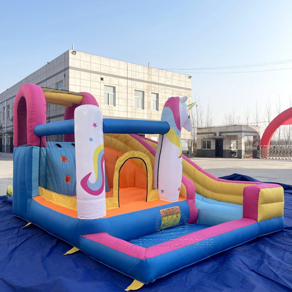 Mini jednorožec Vodná šmykľavka prenosné vodné ihrisko v bazéne thumbnail 3