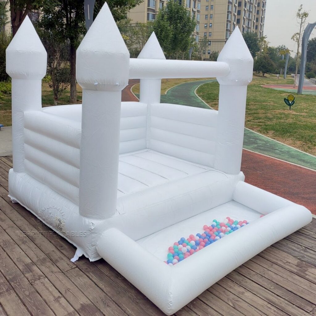 Obchodné White Wedding Bounce House s guľôčkovou jamkou Party dekoračný svetrík pre deti thumbnail 5