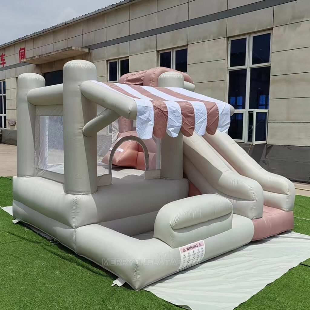 Luxusná hnedá pastelová farba Unisex skákací domček pre deti Mini šmykľavka s bazénom #2 thumbnail 2