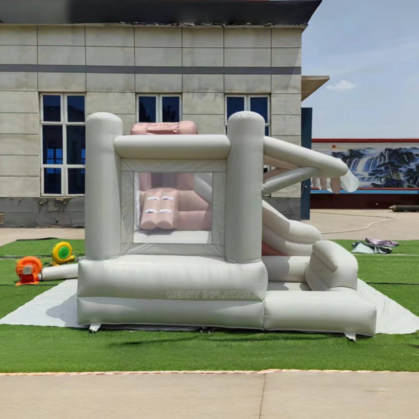 Luxusná hnedá pastelová farba Unisex skákací domček pre deti Mini šmykľavka s bazénom #2 thumbnail 3