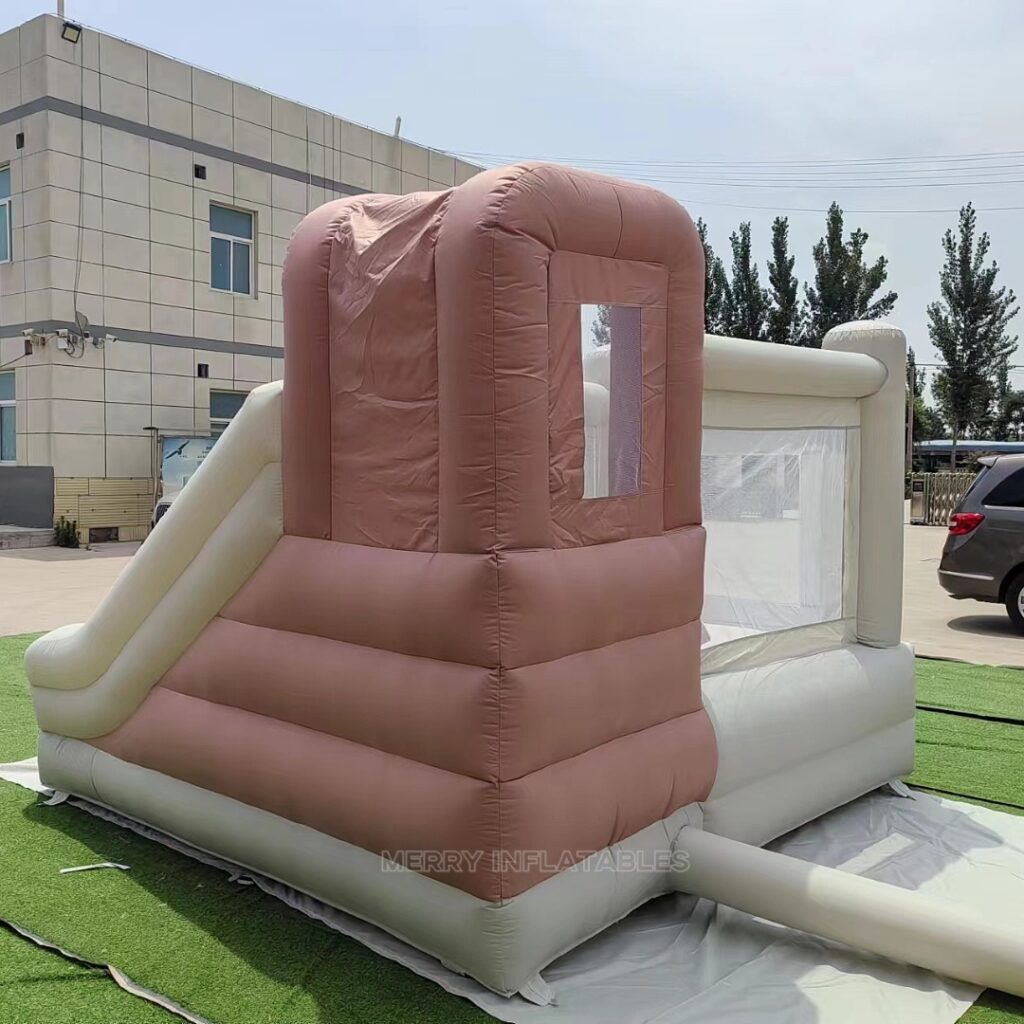 Luxusná hnedá pastelová farba Unisex skákací domček pre deti Mini šmykľavka s bazénom #2 thumbnail 4