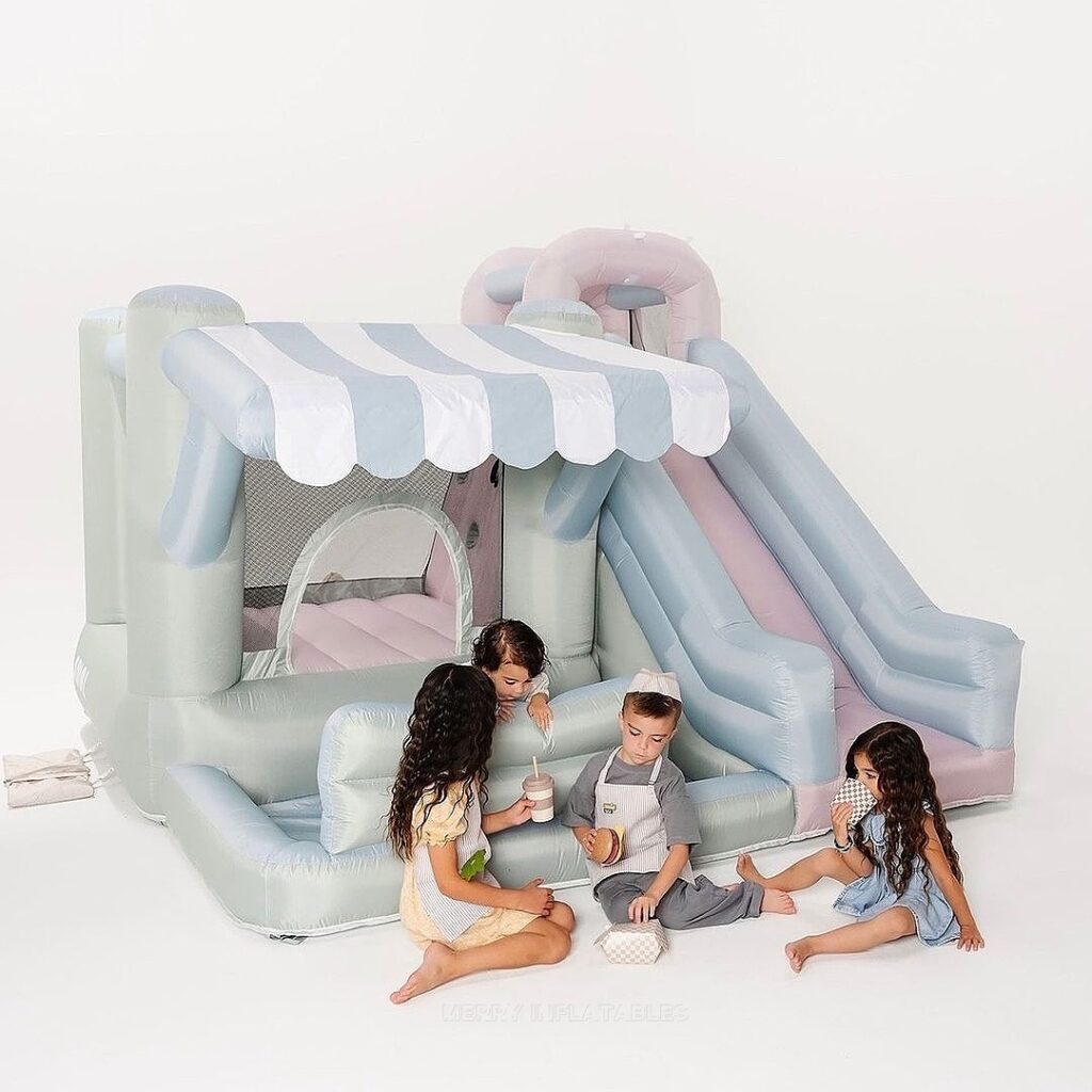 Luxusné ružové dievčenské pastelové Colo Odrážací domček pre deti Mini šmykľavka s bazénom thumbnail 2