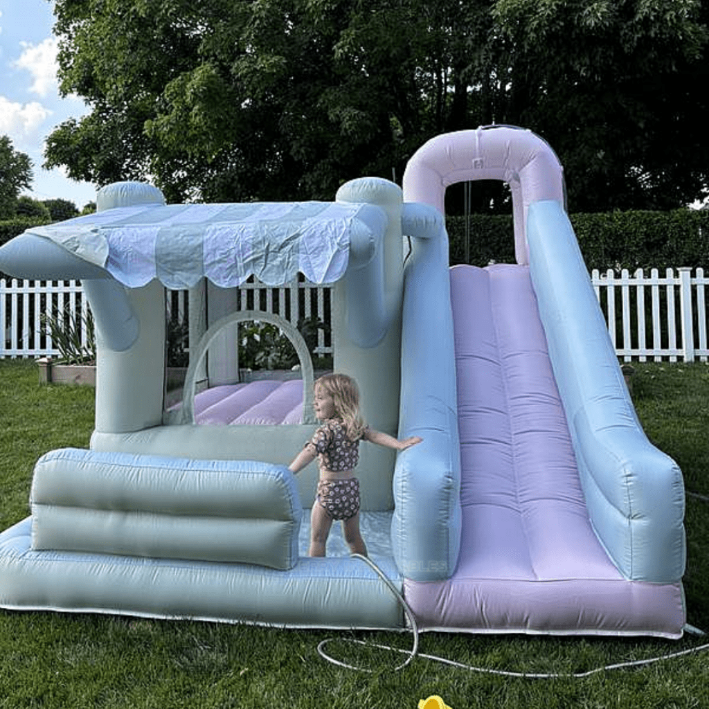 Luxusné ružové dievčenské pastelové Colo Odrážací domček pre deti Mini šmykľavka s bazénom thumbnail 4