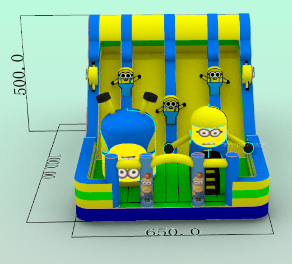 Kreslené skákacie ihrisko pre prisluhovačov Big Bounce Funcity Zábavný park Minions Obrovská šmykľavka thumbnail 7