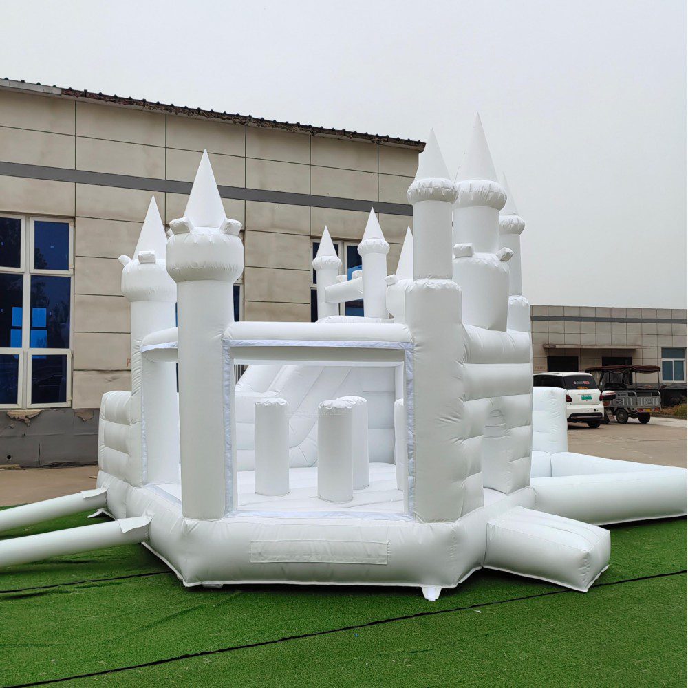 Obrovský biely skákací hrad Svadobná výzdoba Biely skákací dom Nafukovacia šmykľavka gonflable château juegos thumbnail 6