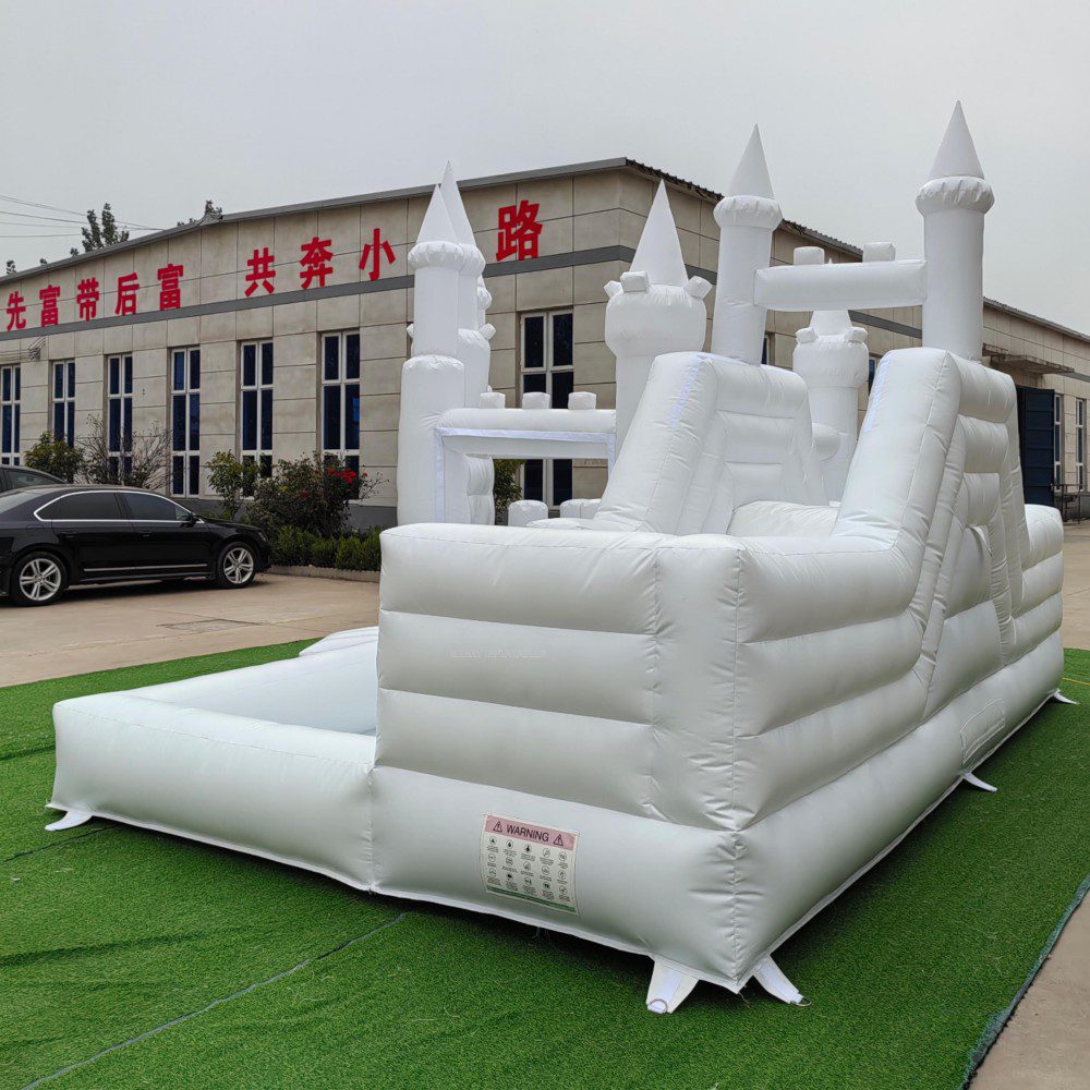 Obrovský biely skákací hrad Svadobná výzdoba Biely skákací dom Nafukovacia šmykľavka gonflable château juegos thumbnail 7