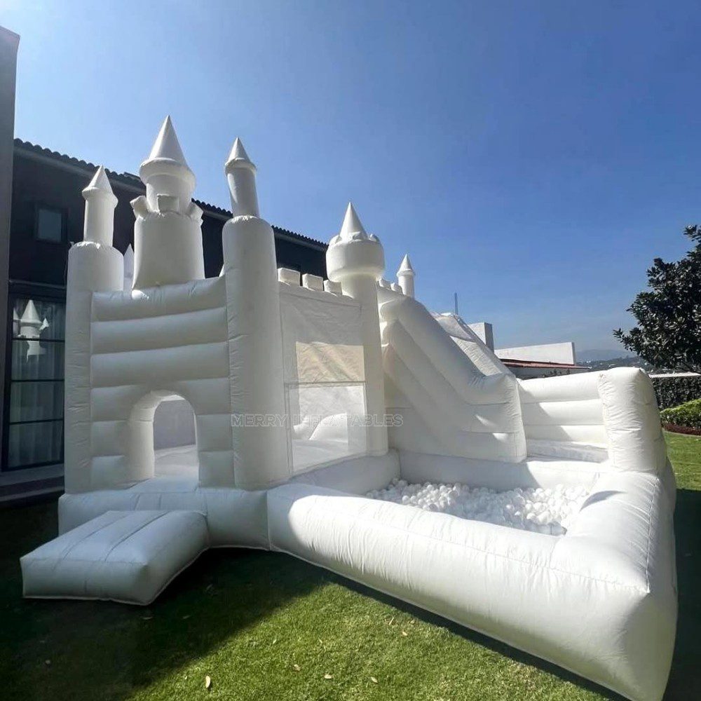 Obrovský biely skákací hrad Svadobná výzdoba Biely skákací dom Nafukovacia šmykľavka gonflable château juegos thumbnail 9