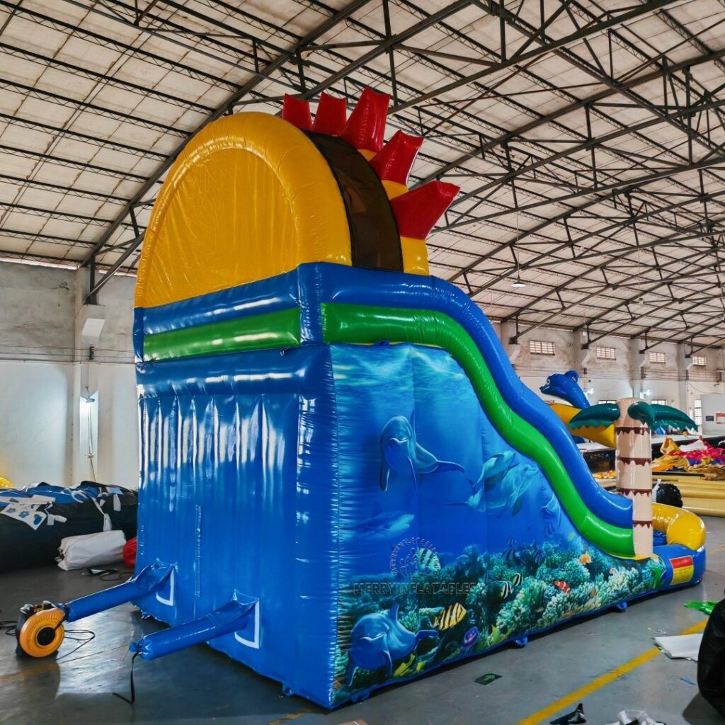 Tropical Sun Plam Tree Obria tobogán Ventriglisse gonflable dvojitá zjazdovka tobogán infantil thumbnail 5