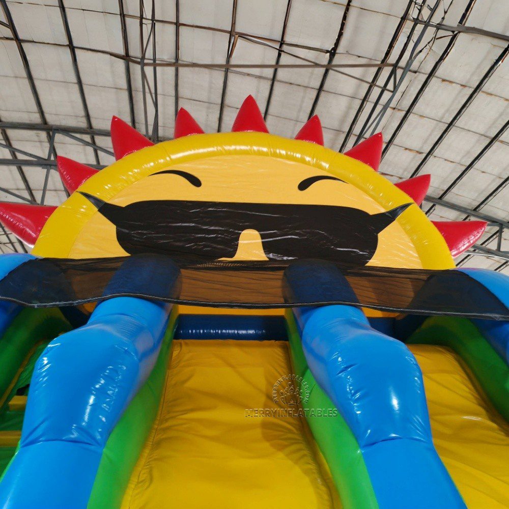 Tropical Sun Plam Tree Obria tobogán Ventriglisse gonflable dvojitá zjazdovka tobogán infantil thumbnail 8