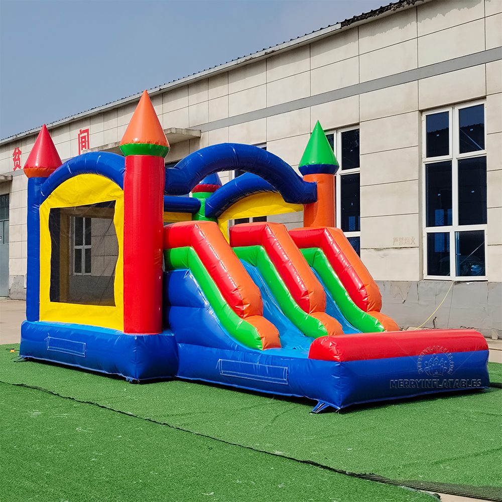 Multicolor Rainbow Nafukovacia šmykľavka combo Skákací hrad so šmykľavkou thumbnail 3