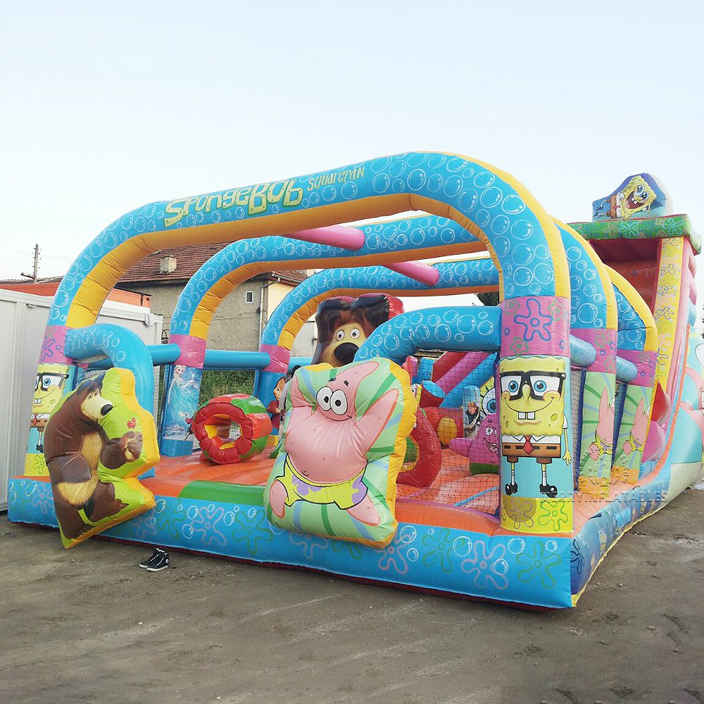 Spongebob Nafukovacie ihrisko Funcity Skákacie hrady so stanmi Nafukovacia šmykľavka Combo thumbnail 2