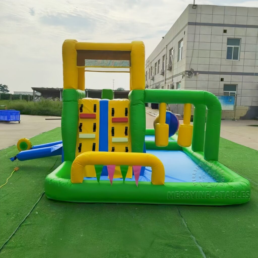 Viacfarebná vodná šmykľavka Dvojprúdová šmykľavka Vodné ihrisko v bazéne Prekážky Backyards thumbnail 3