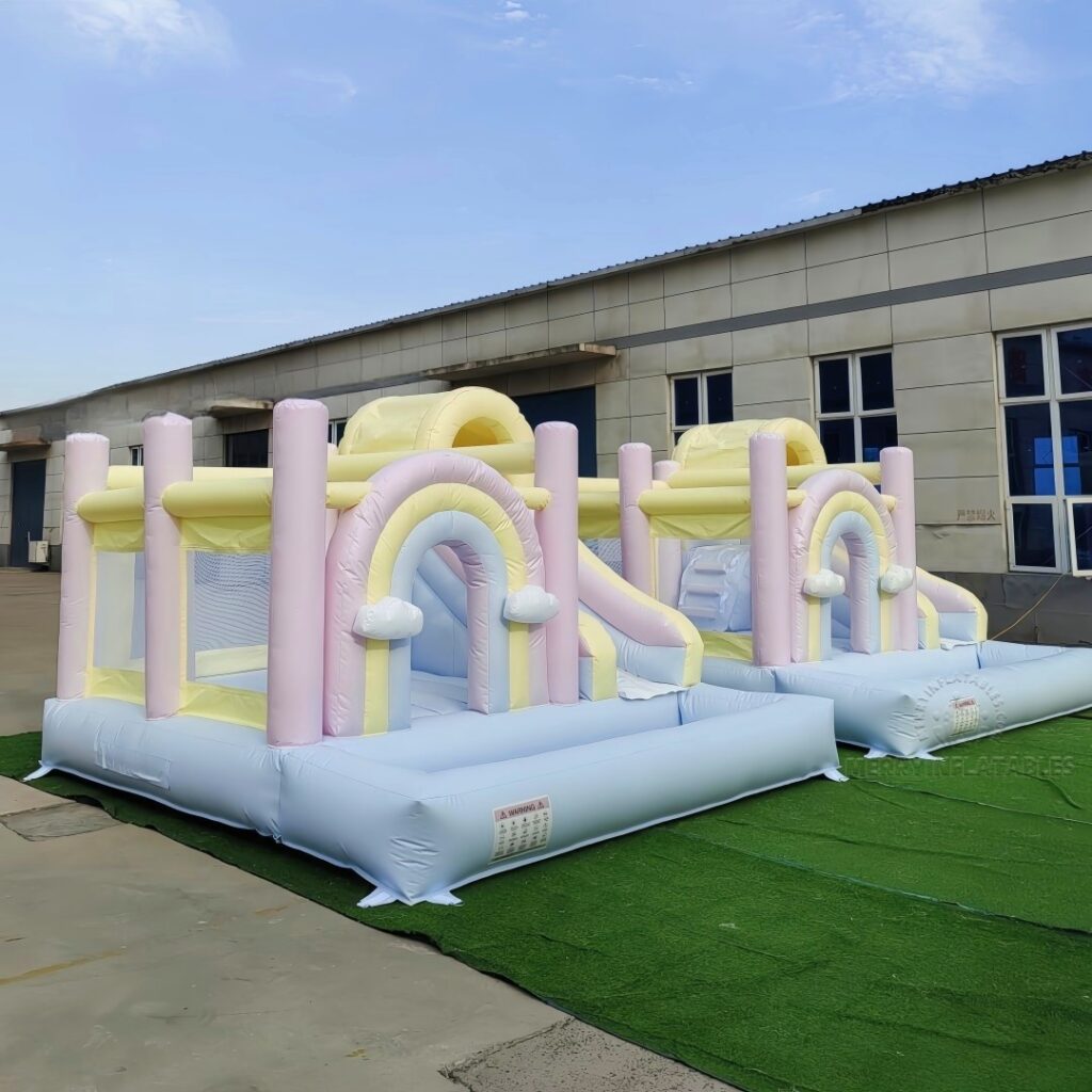 Pastel Rainbow Nafukovacie Combo Skákací hrad Bounce House Slide Moonwalk thumbnail 6
