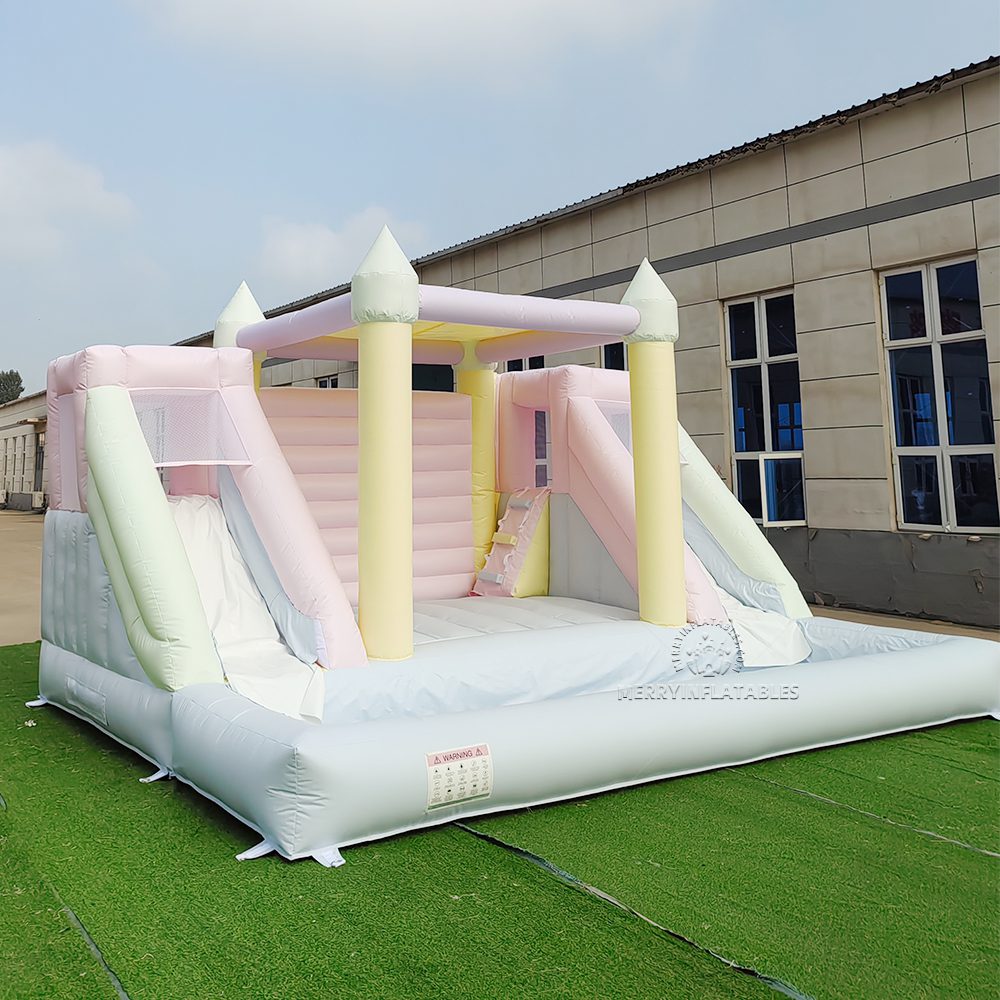 Pastel Rainbow Nafukovacie dvojité šmýkačky Bazén Combo Skákací hrad Bounce House Šmýkačka Moonwalk thumbnail 2