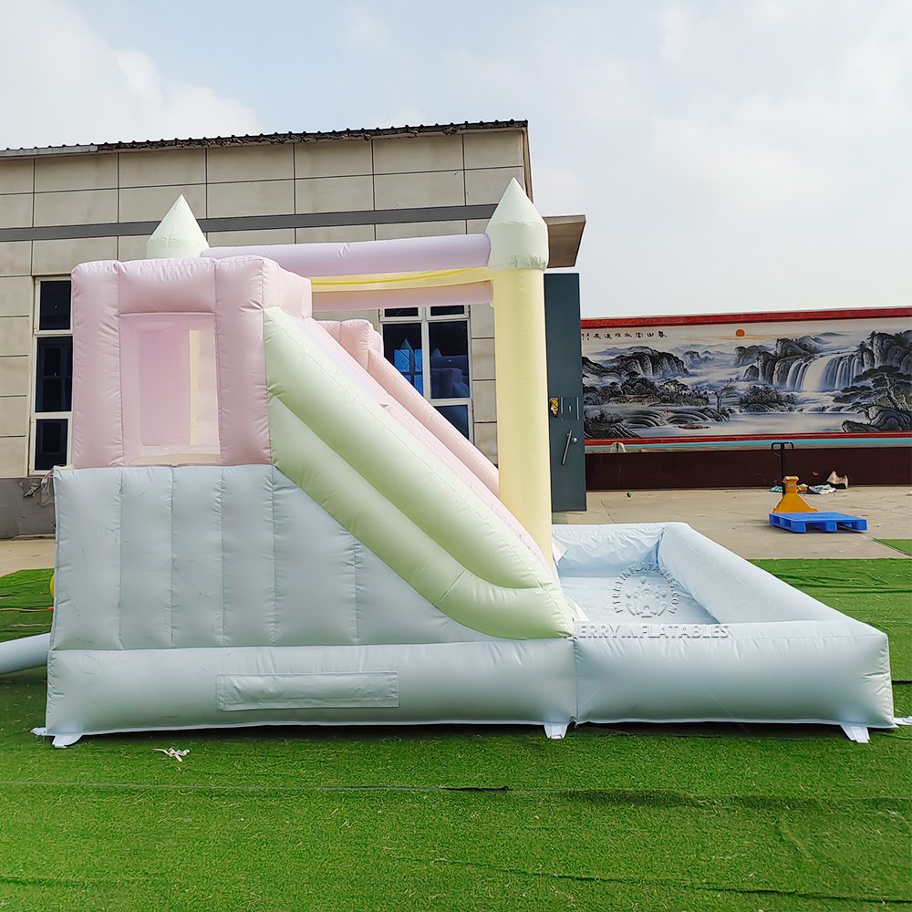 Pastel Rainbow Nafukovacie dvojité šmýkačky Bazén Combo Skákací hrad Bounce House Šmýkačka Moonwalk thumbnail 3