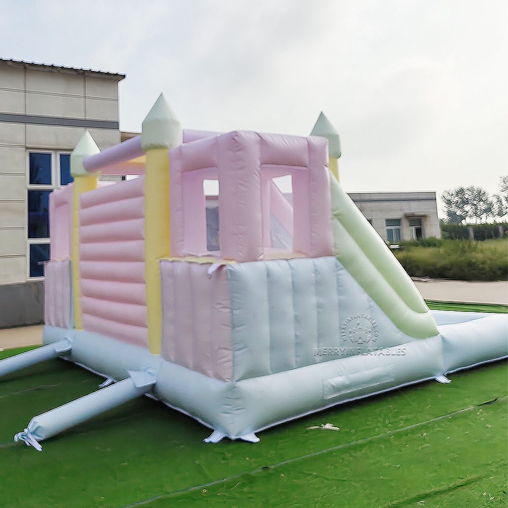 Pastel Rainbow Nafukovacie dvojité šmýkačky Bazén Combo Skákací hrad Bounce House Šmýkačka Moonwalk thumbnail 4