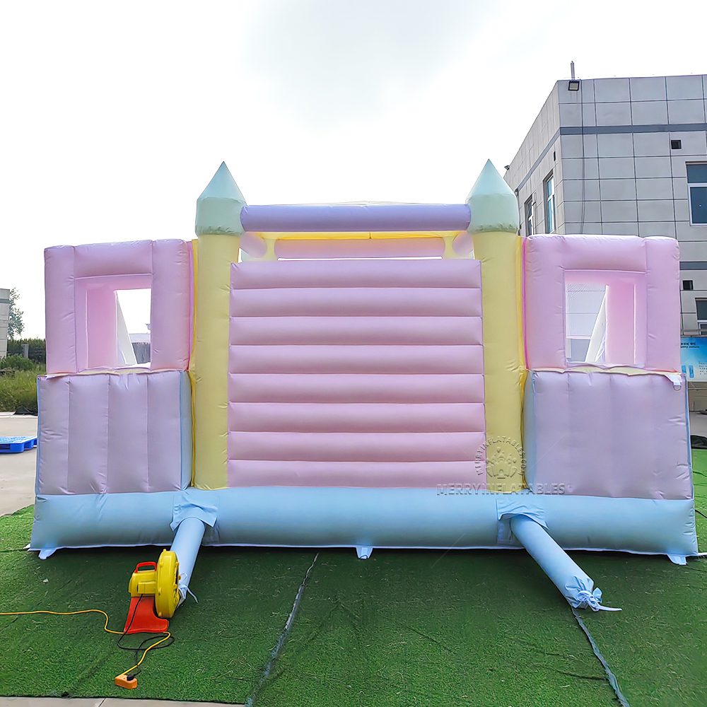 Pastel Rainbow Nafukovacie dvojité šmýkačky Bazén Combo Skákací hrad Bounce House Šmýkačka Moonwalk thumbnail 5