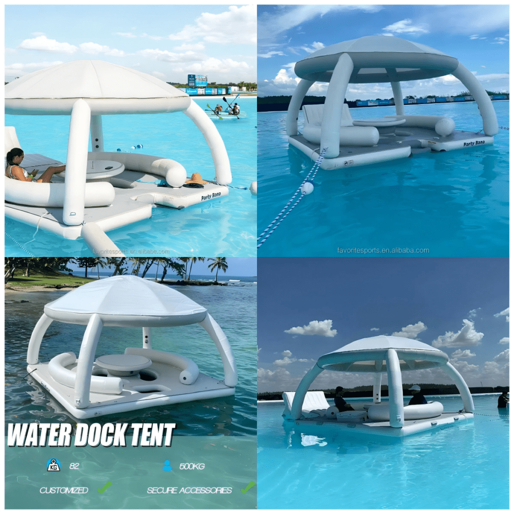 Vodná plošina Ostrov Bana Party Aqua Leisure Lounge Plávajúci dok Jachtársky dok Vodný plávajúci bazén Bar thumbnail 6