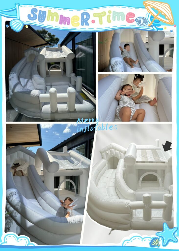 Mini prenosný obchod s témou nafukovací skákací domček s hracou miestnosťou, šmykľavkou a loptičkou thumbnail 5