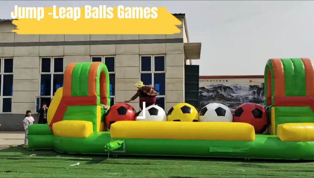 Nafukovacie futbalové prekážky, Big Baller Wipeout, skok a výzva na skok, hry, nafukovacie prekážky