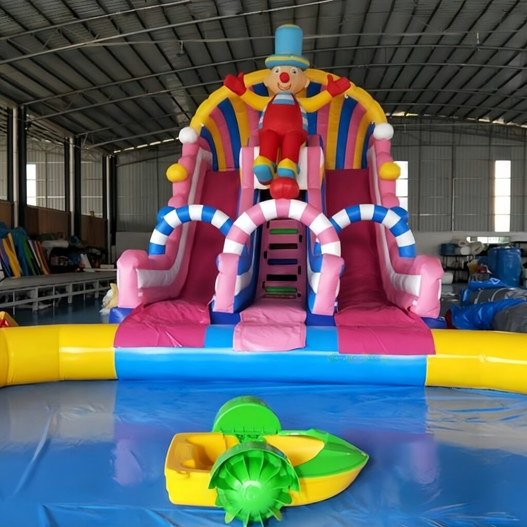 Klaunský tobogán s bazénom Vodný park Bazén so šmykľavkou Skákací hrad thumbnail 4