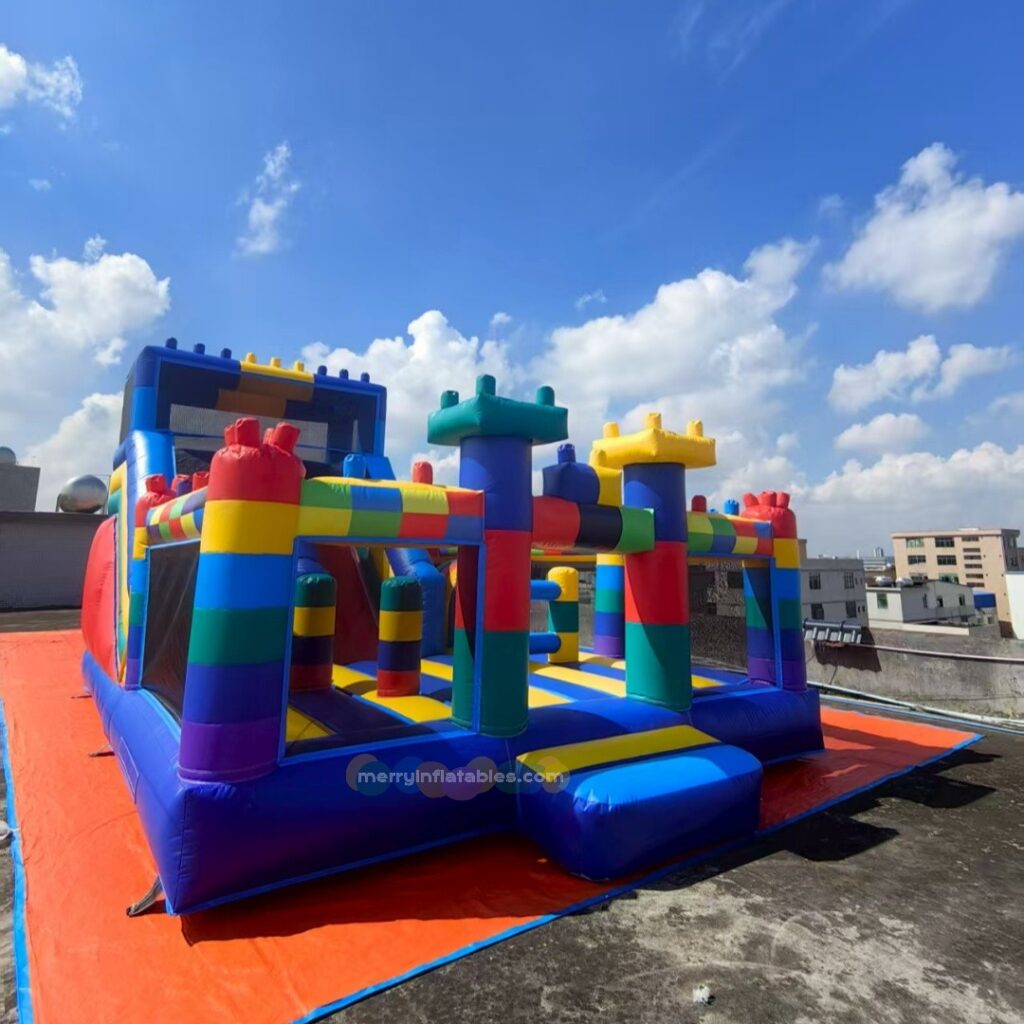 LEGO téma Veľký skákací hrad Funcity nafukovacie skákacie hrady Cartoon Castillo Moonwalk mäkké ihrisko thumbnail 2