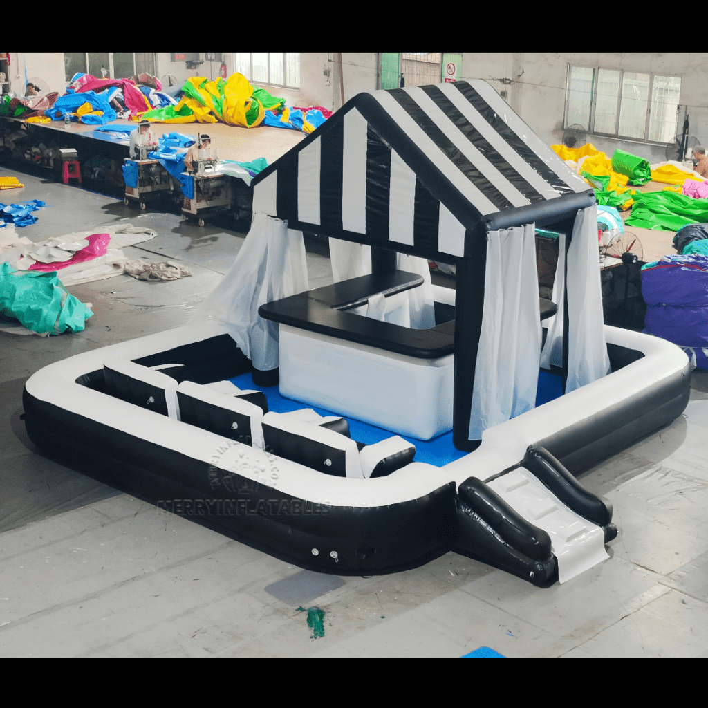 Black Blow up Pool Bar inflatable Platform Backyard Inflatable Floating ...