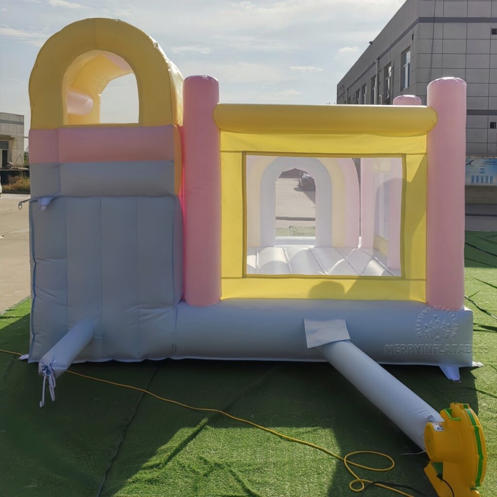 Pastel Rainbow Nafukovacie Combo Skákací hrad Bounce House Slide Moonwalk thumbnail 7