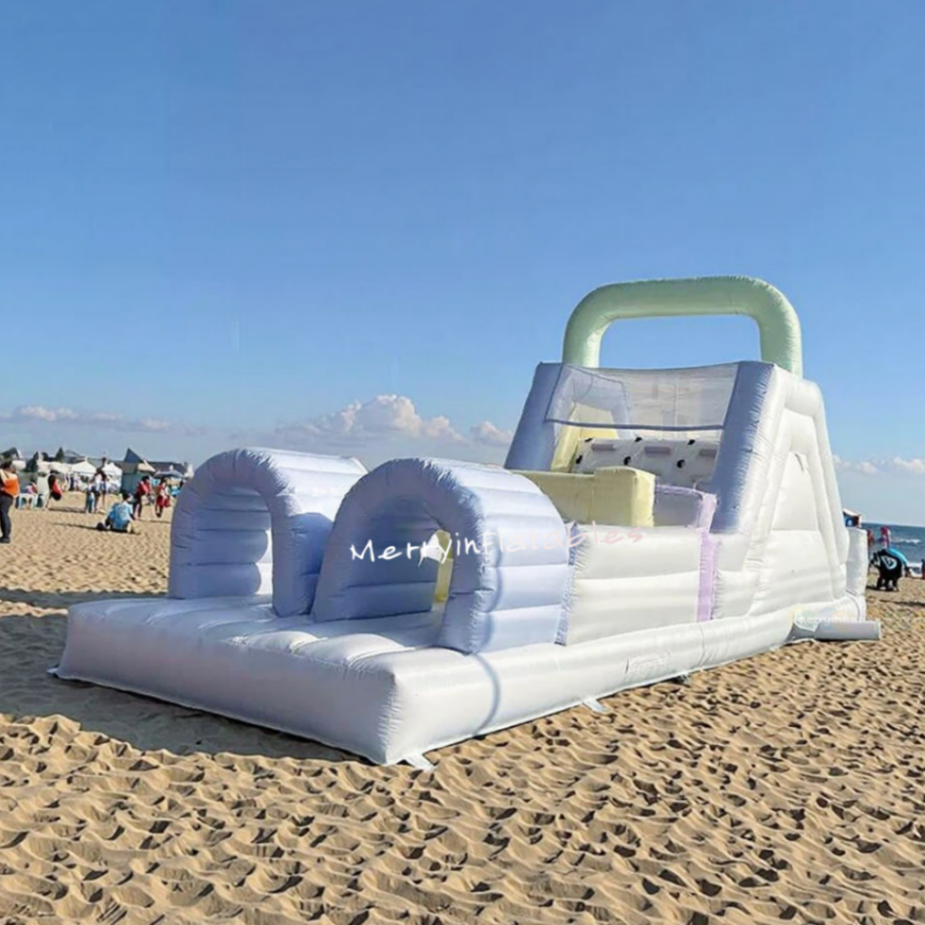 4 v 1 hry Biele pastelové nafukovacie prekážky Šmýkačky Lezecké hry Hry Odrážadlo