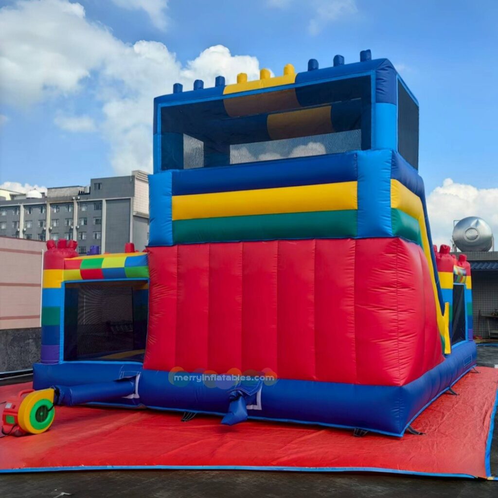 LEGO téma Veľký skákací hrad Funcity nafukovacie skákacie hrady Cartoon Castillo Moonwalk mäkké ihrisko thumbnail 4