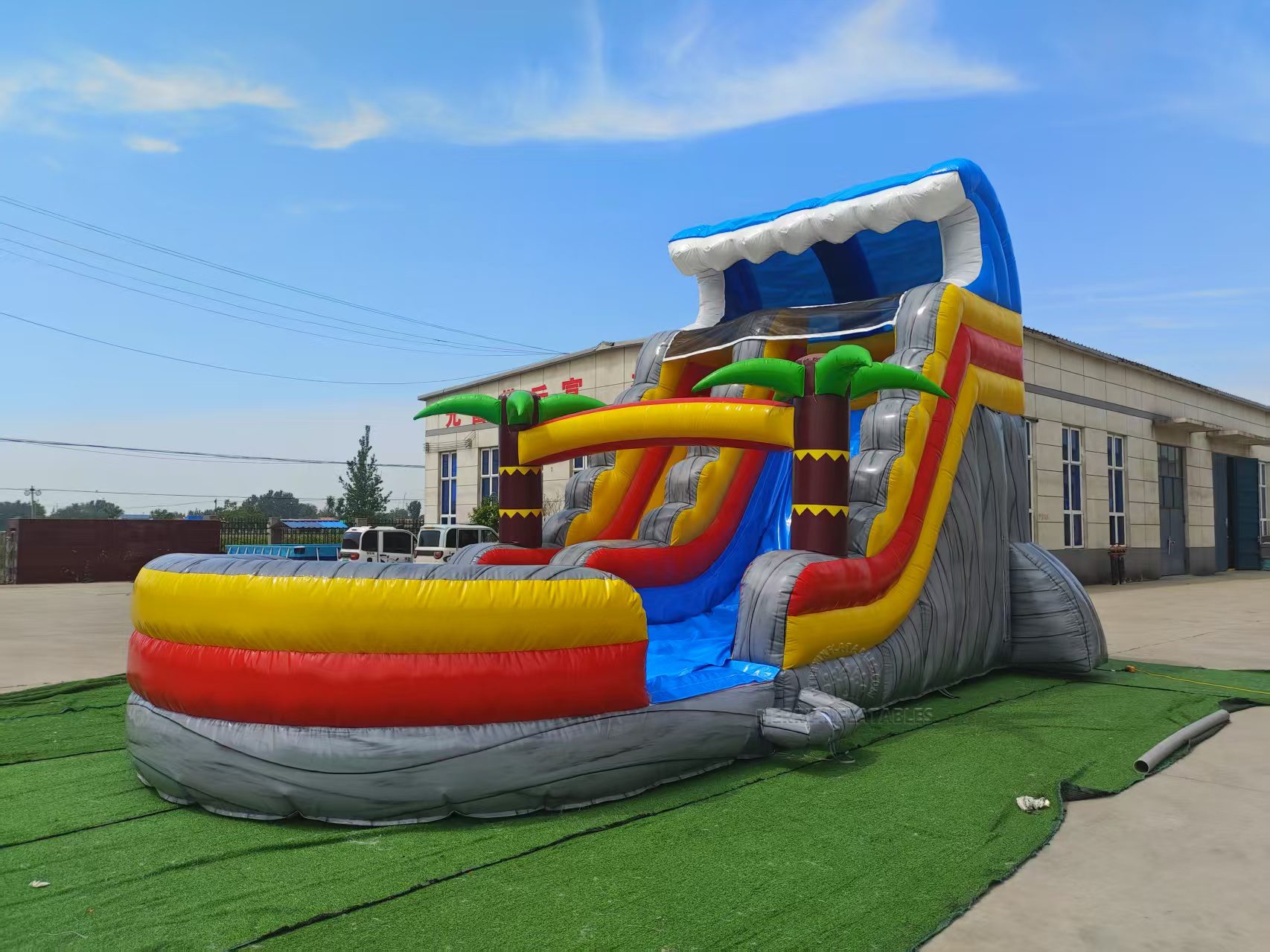 Tropical Palm Water Slide Summer Water Games Quality Pvc Giant